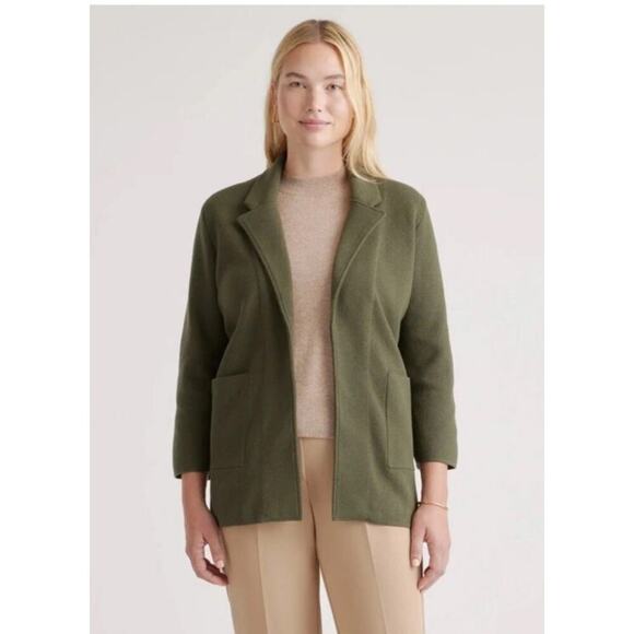 J. Crew Olive Green Merino Wool Open Style 3/4 Sleeve Cardigan Jacket Size XXS - Picture 2 of 13